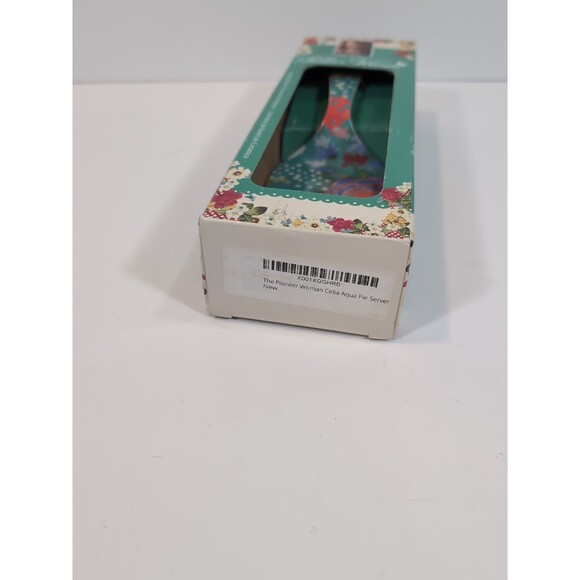 The Pioneer Woman Spring Celia Ceramic Aqua Pie Server Dishwasher Safe NEW - Picture 5 of 7
